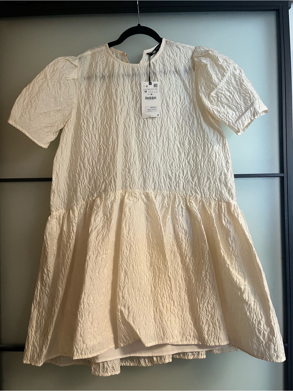 NWT H&M Off-White Jacquard Babydoll Dress 🤍✨